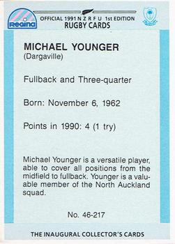 1991 Regina NZRFU 1st Edition #46 Michael Younger Back
